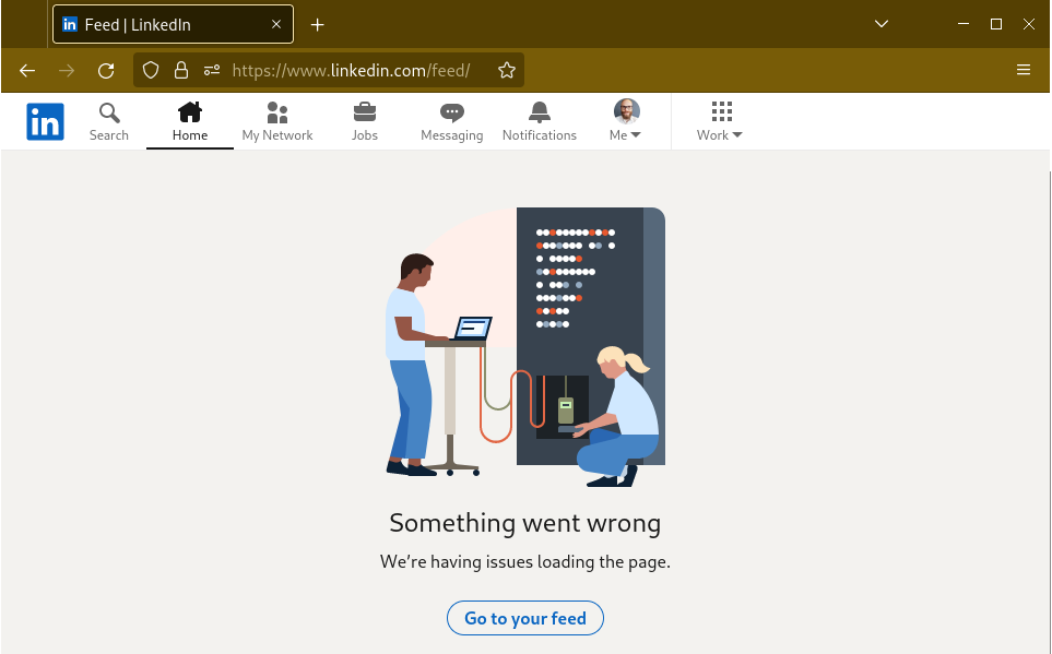 NiedostÄpnoÅÄ usÅugi LinkedIn - Error - Something went wrong.