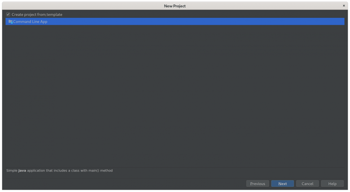 Wyb&oacute;r opcji projektu z szablonu "Command Line App"